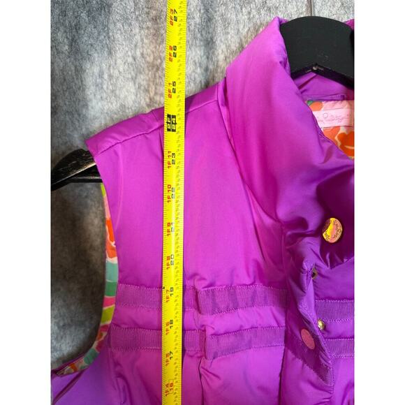 Lilly Pulitzer Kate Purple Gold Puffer Vest Floral Lining - Small Style 73540 - Picture 9 of 9